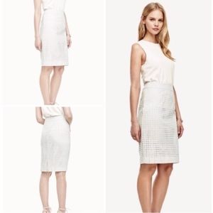 Ann Taylor misty blue eyelet pencil skirt